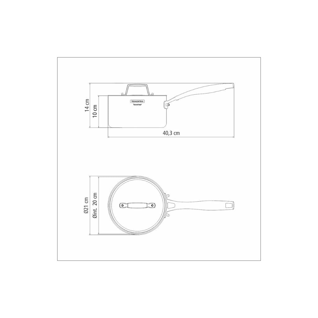 Olla Tramontina Grano de acero inoxidable cuerpo triple con tapa y mango 20 cm 3,1 L