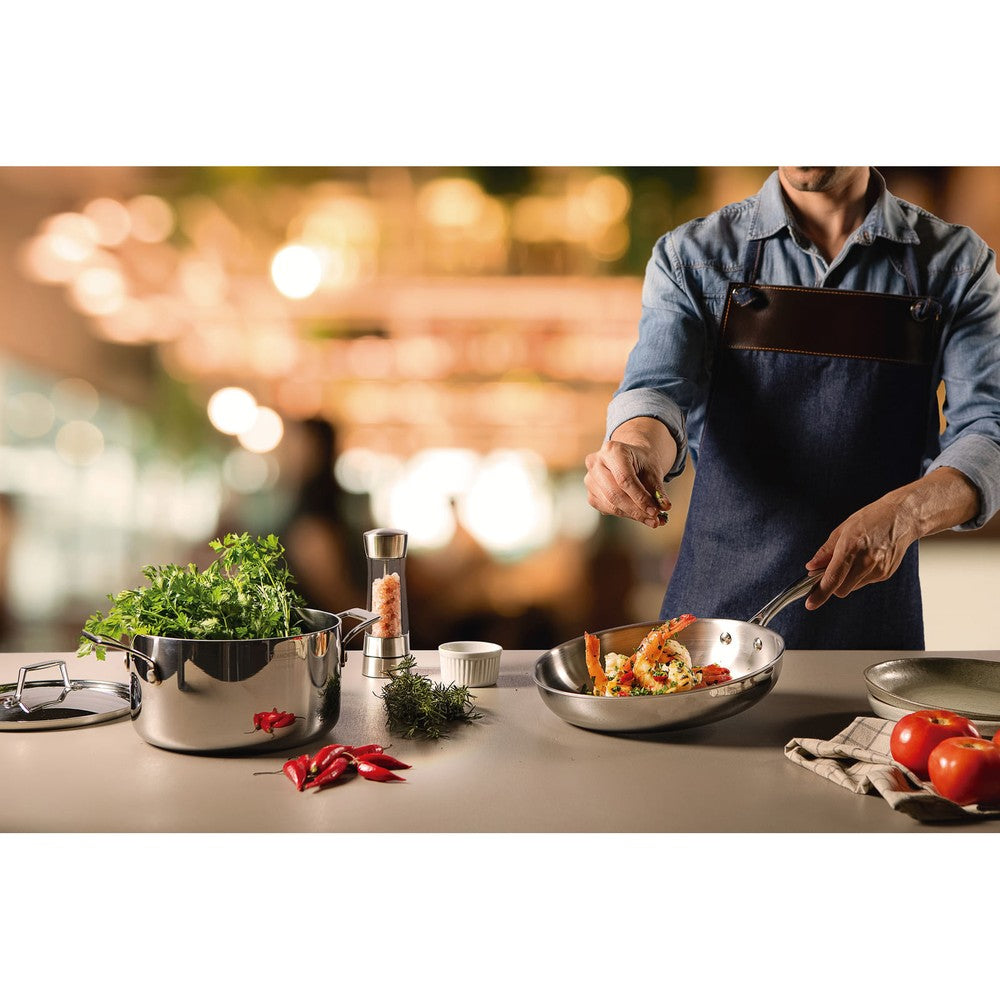 Sartén Tramontina Grano de acero inoxidable cuerpo triple con mango 20 cm 1,2 L