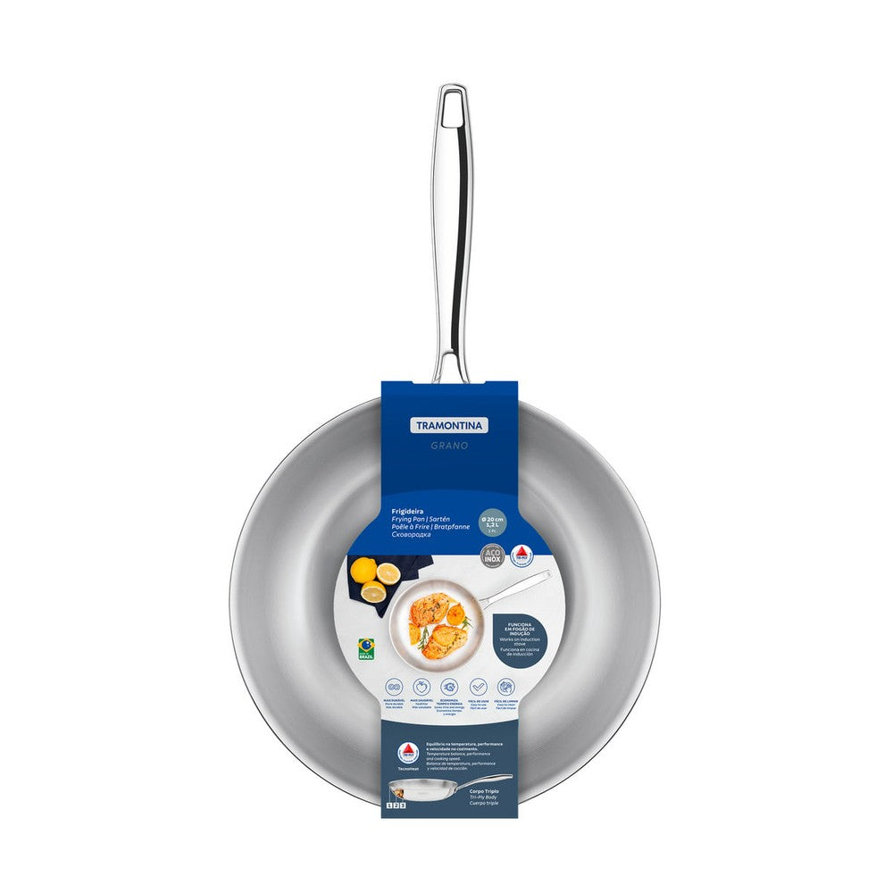 Sartén Tramontina Grano de acero inoxidable cuerpo triple con mango 20 cm 1,2 L