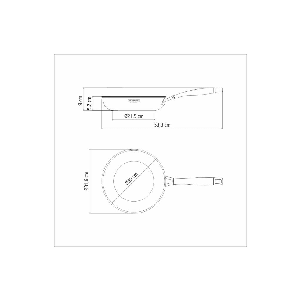 Sartén Tramontina Grano de acero inoxidable con cuerpo triple revestimiento interno de antiadherente con mango 30 cm 3,4 L