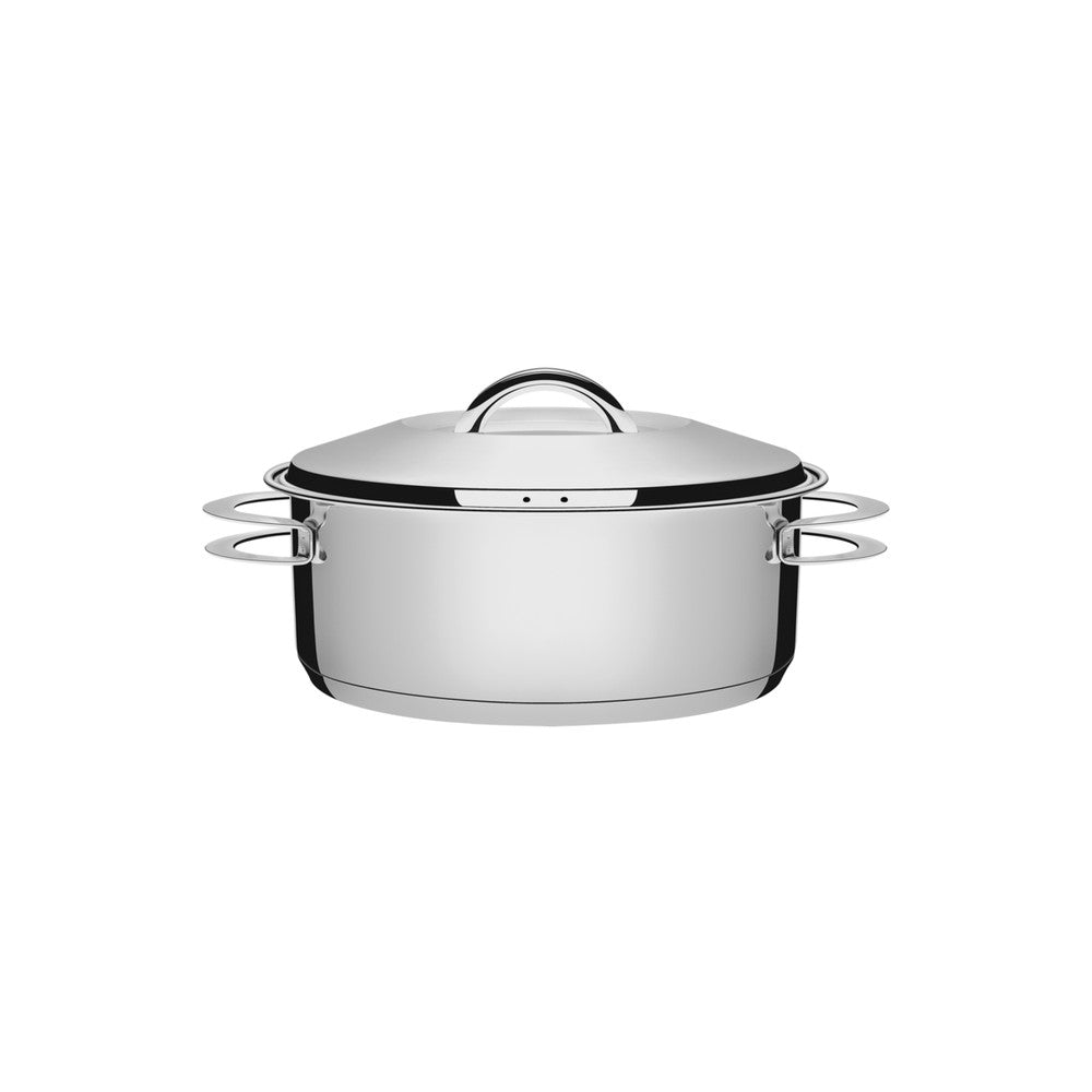Cacerola Tramontina Solar rasa de acero inoxidable fondo triple con tapa y asas 20 cm 2,9 L
