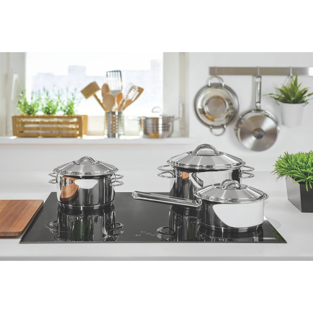 Cacerola Tramontina Solar honda de acero inoxidable fondo triple con tapa y asas 16 cm 1,8 L