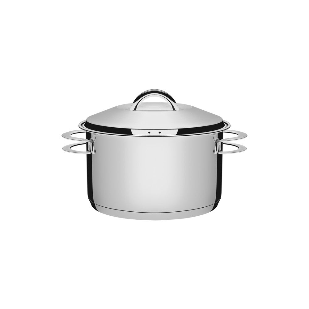 Cacerola Tramontina Solar honda de acero inoxidable fondo triple con tapa y asas 20 cm 3,6 L