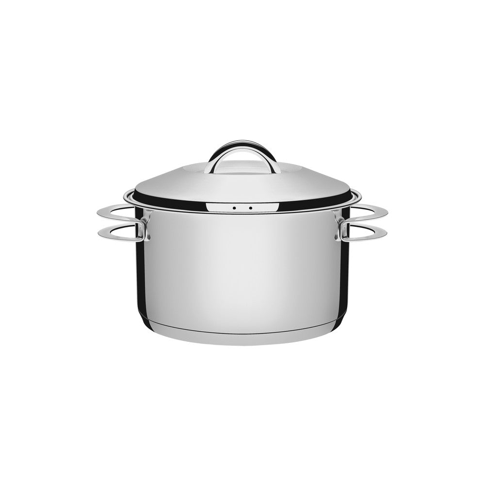 Cacerola Tramontina Solar honda de acero inoxidable fondo triple con tapa y asas 20 cm 3,6 L