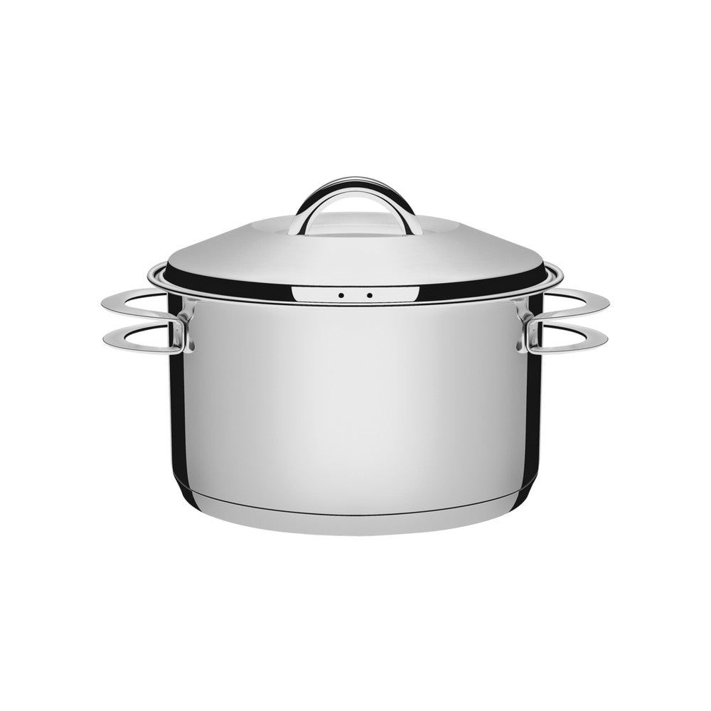 Cacerola Tramontina Solar honda de acero inoxidable fondo triple con tapa y asas 24 cm 6,1 L