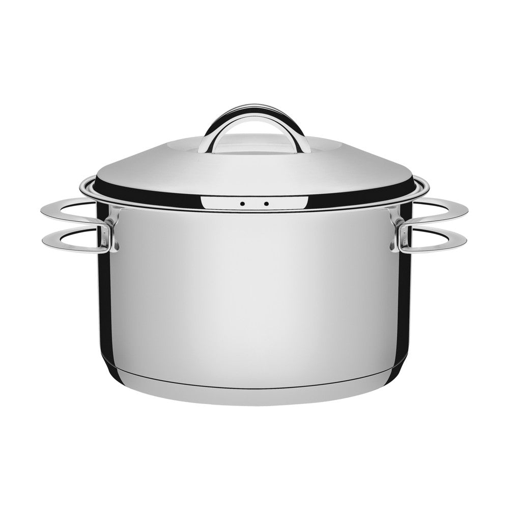 Cacerola Tramontina Solar honda de acero inoxidable fondo triple con tapa y asas 28 cm 8,4 L