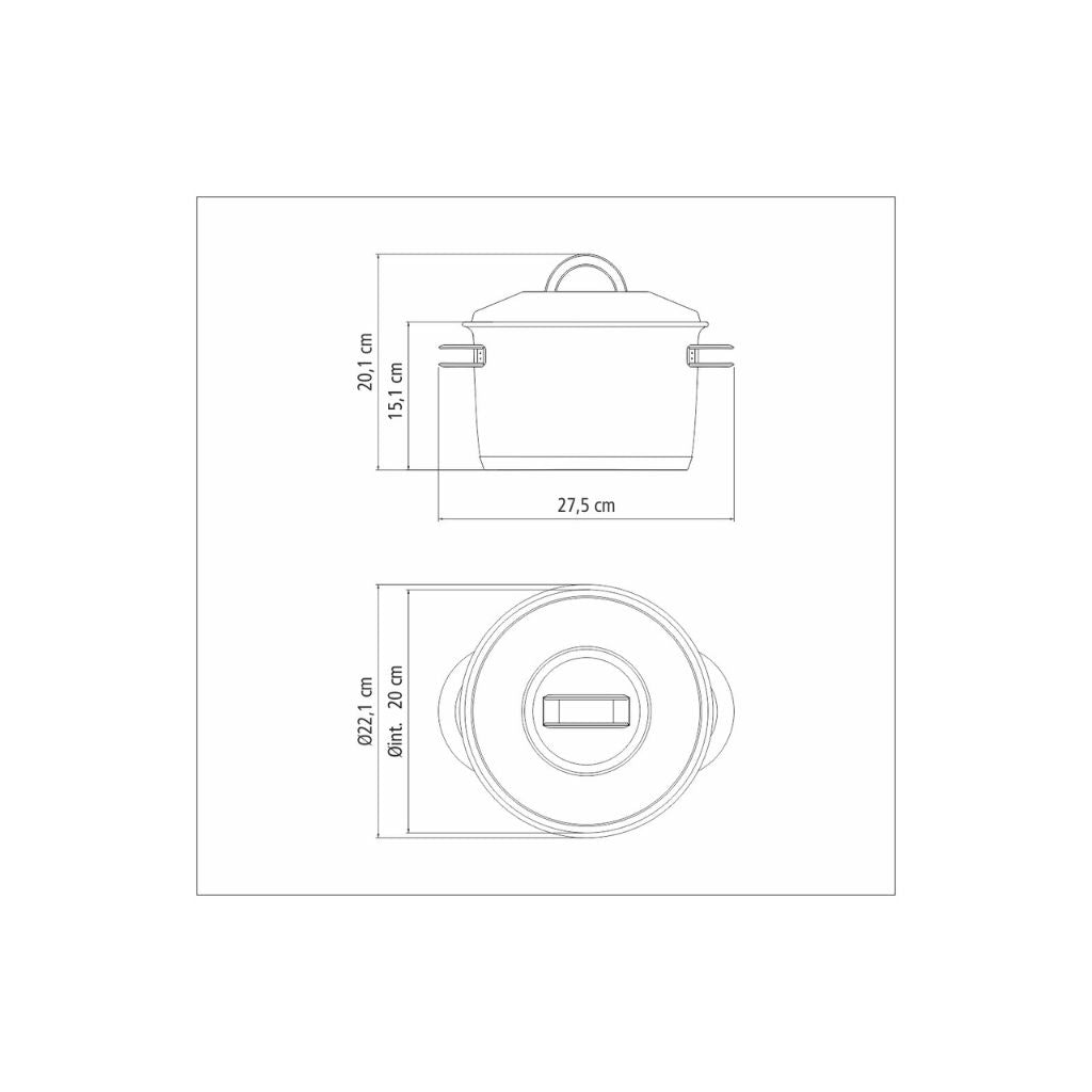 Olla alta Tramontina Solar de acero inoxidable fondo triple con tapa y asas 20 cm 4,6 L