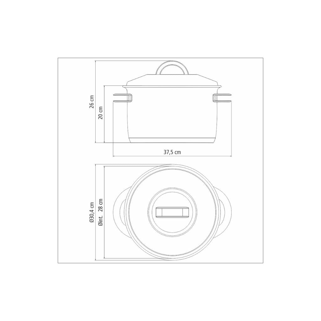 Olla alta Tramontina Solar de acero inoxidable fondo triple con tapa y asas 28 cm 11,9 L