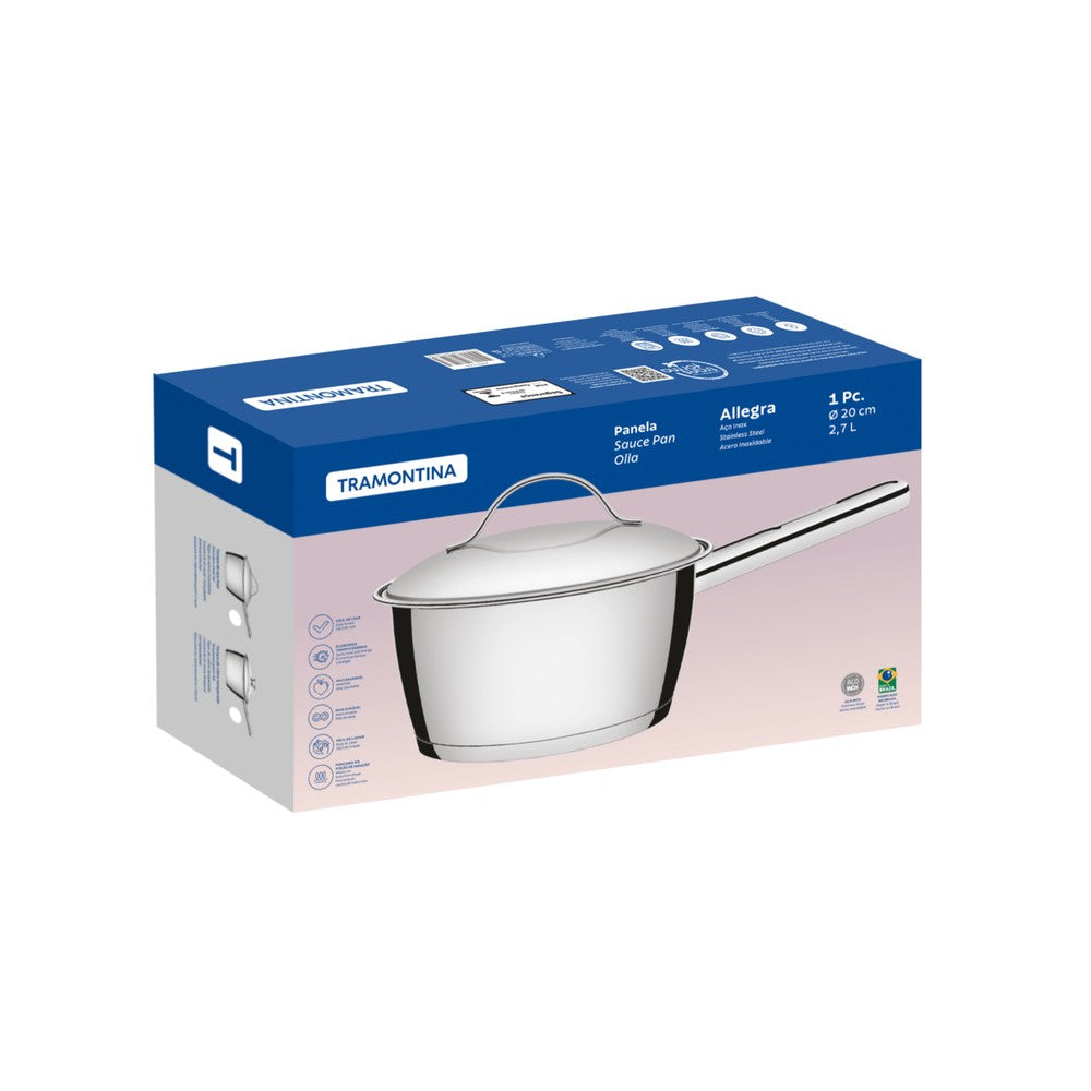 Olla de Acero Inox Triple Fondo 20cm 2,7L Tramontina Allegra