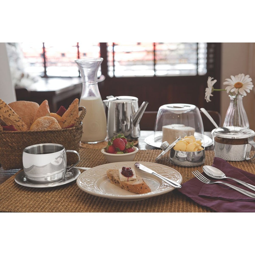 Juego para té y cappuccino Tramontina de acero inoxidable terminación brillante con tazas, platos y cucharas 18 piezas