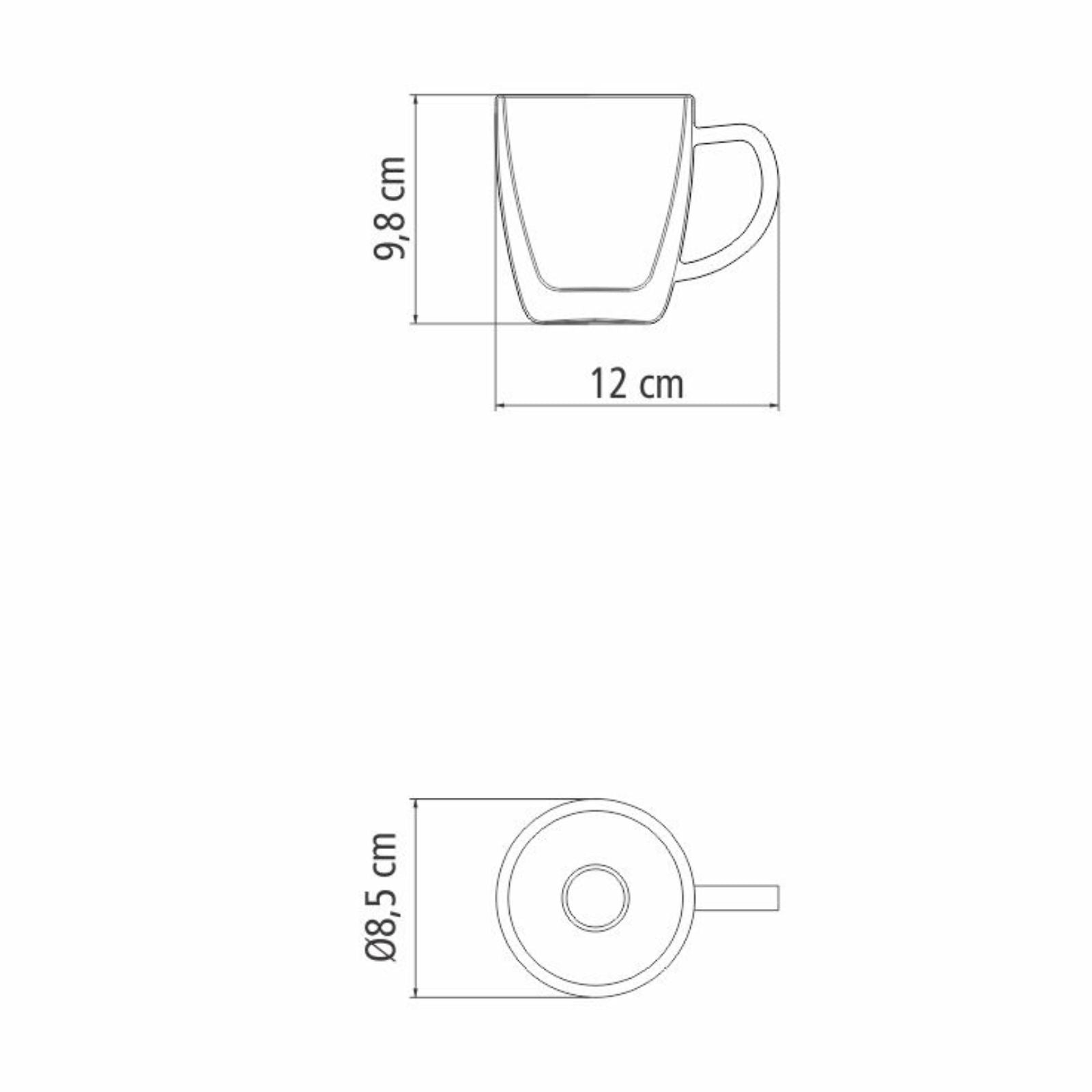 Juego de tazas Tramontina para café y té vidrio doble con asas 2 piezas