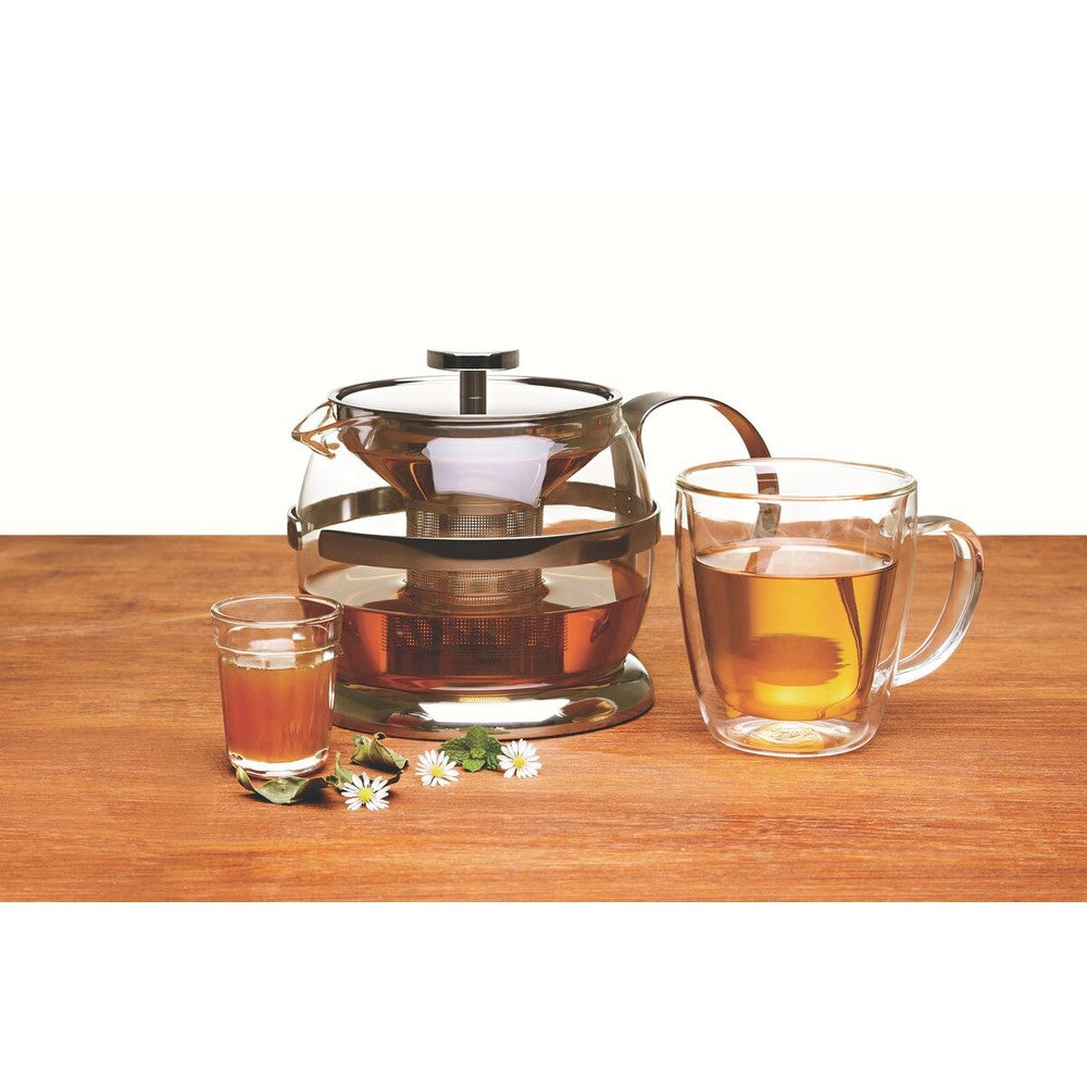 Juego de tazas Tramontina para café y té vidrio doble con asas 2 piezas