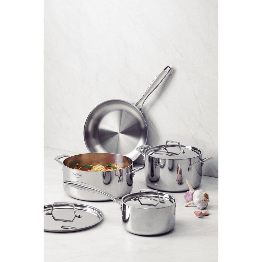 Batería Tramontina Grano de acero inoxidable con cuerpo triple 4 piezas