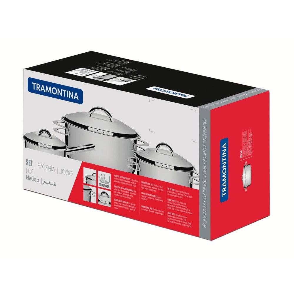 Batería de Cocina en Acero (18/10) 4 Piezas Tramontina Solar