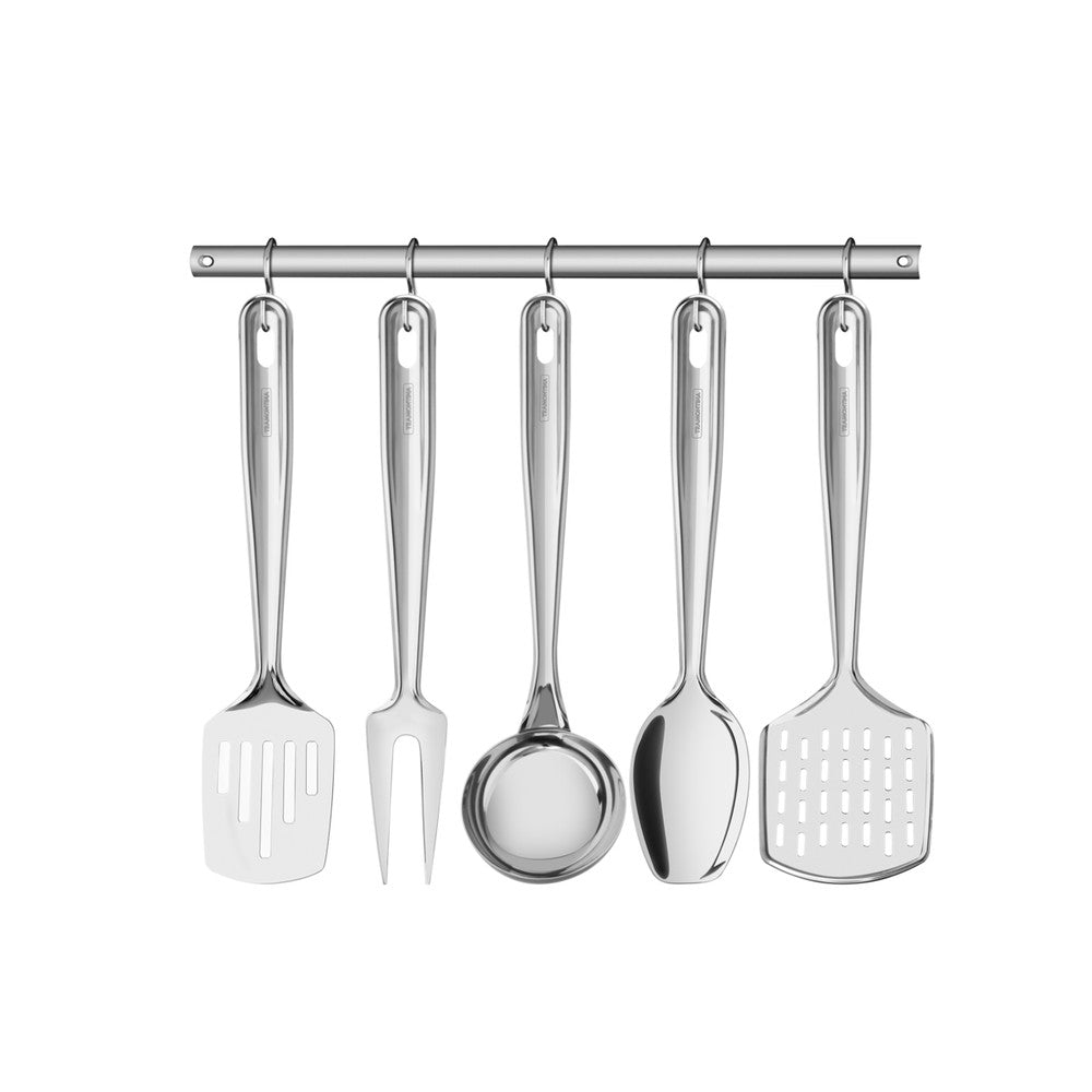 Juego de utensilios Tramontina  Extrata de acero inoxidable con soporte de pared 5 piezas