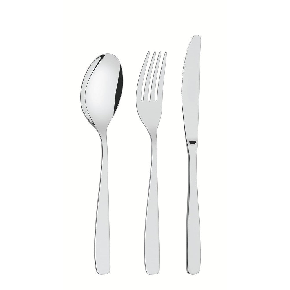 Tramontina Cosmos stainless steel flatware set with table knives and mirror finish, 24 pc set