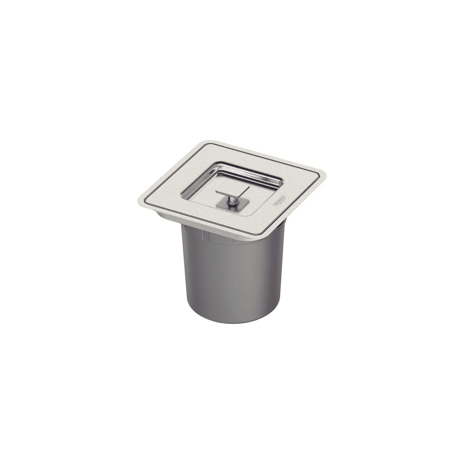 Basurero de empotrar Tramontina Clean Square en acero inoxidable con balde plástico de 5 L