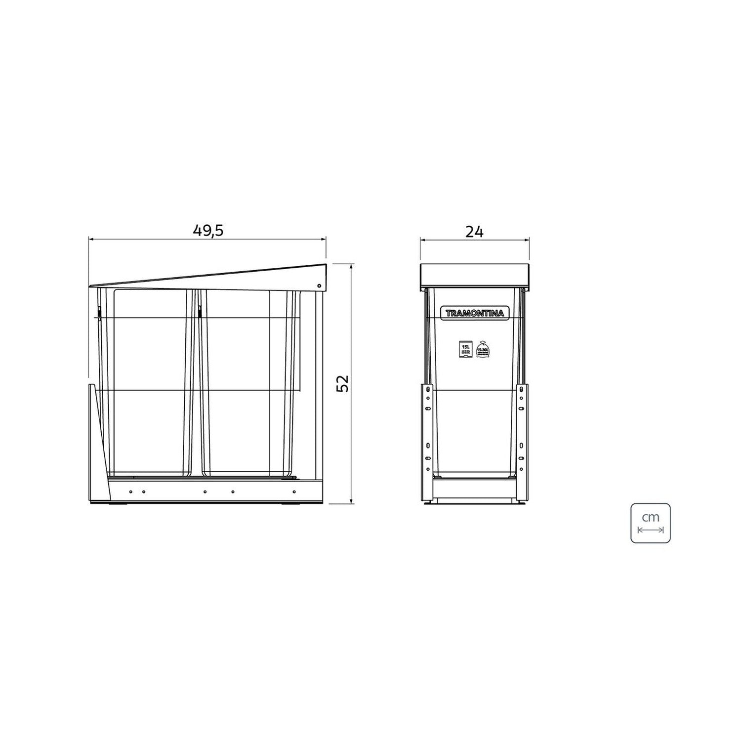 Basurero Deslizante para Mueble Slide 15 + 15 L - imagen 3