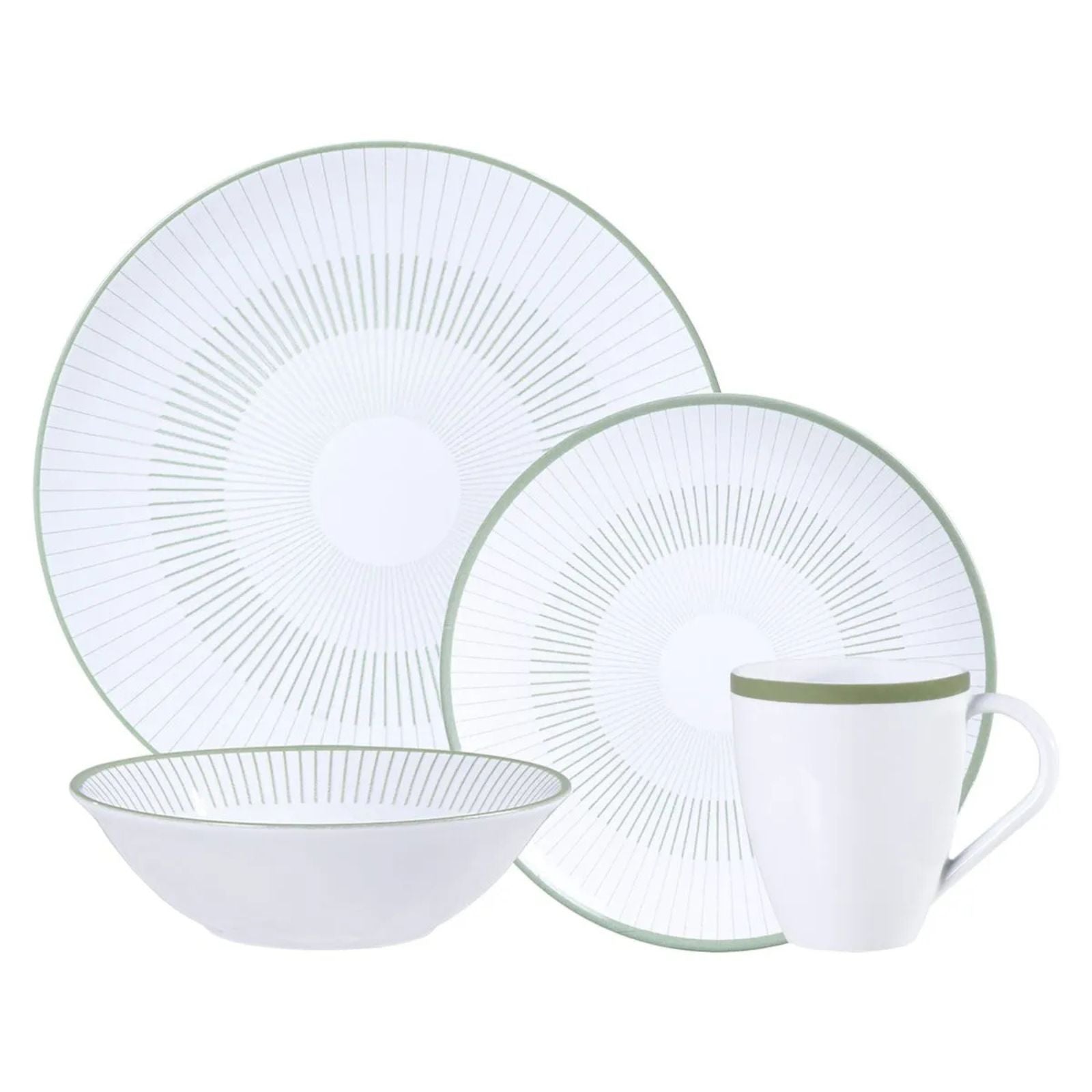 Juego de Platos Tramontina Lineare en Porcelana Decorada con Bowl 16 Piezas