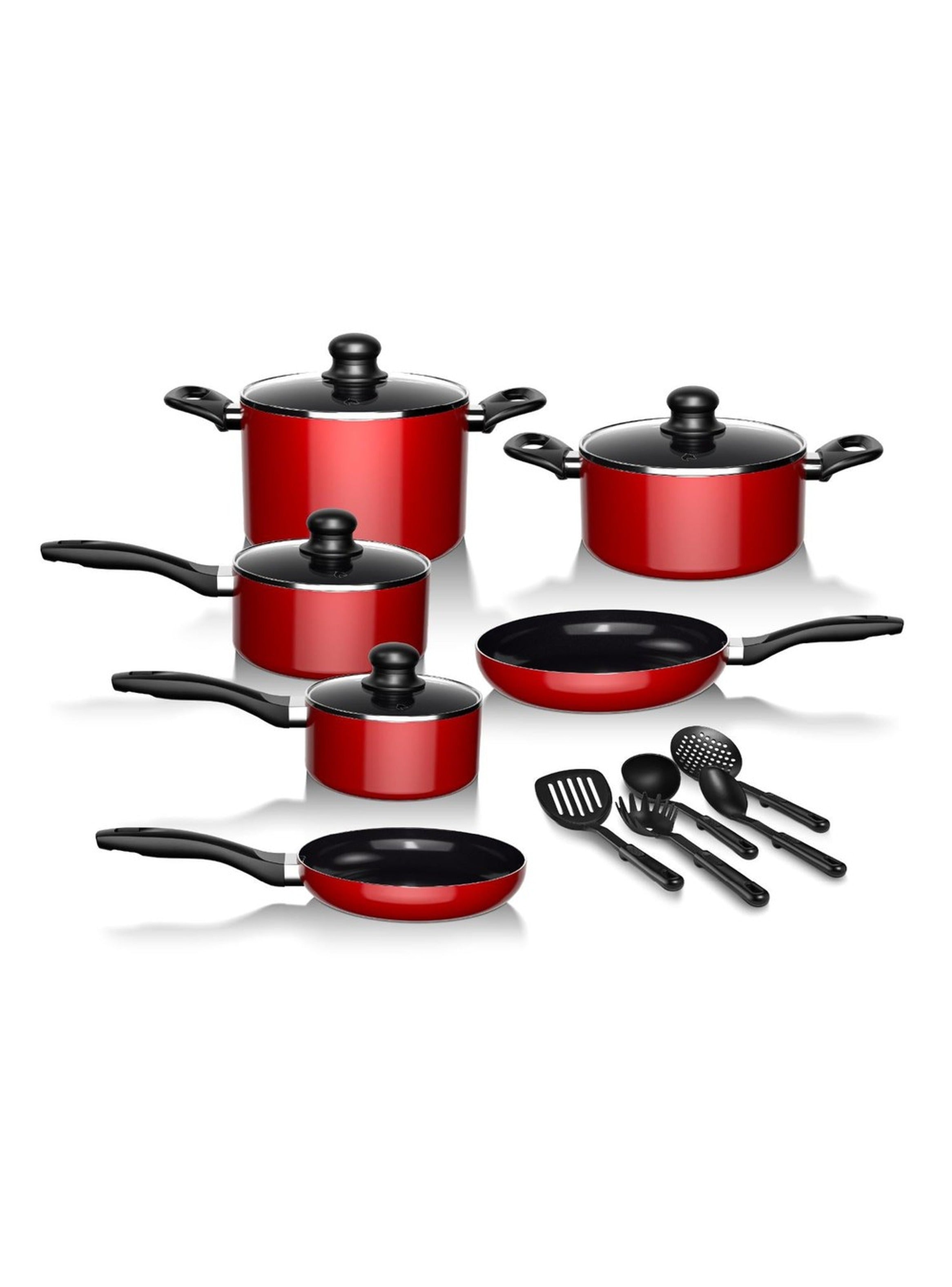 Batería de Cocina 15Pzas Aluminio Antiadherente Rojo Wolf
