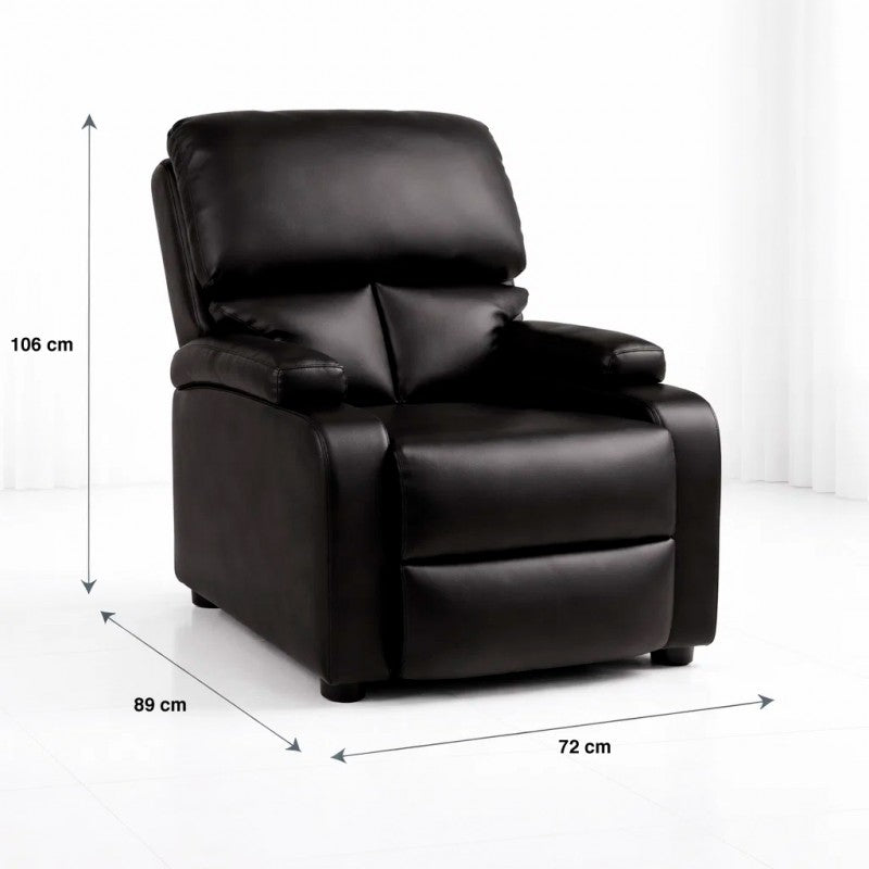 Bergere reclinable Ibiza leather Negro