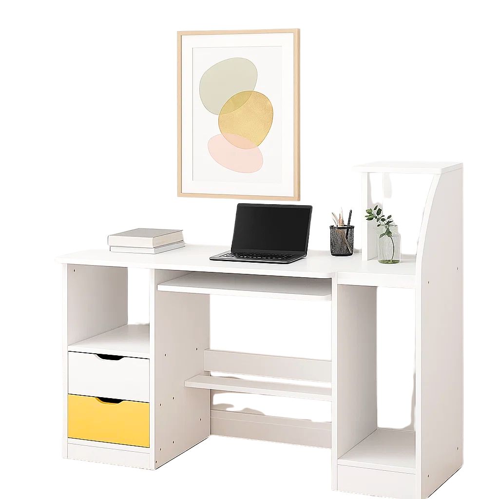 Escritorio Con Cajones y Repisas Blanco Buenos Aires