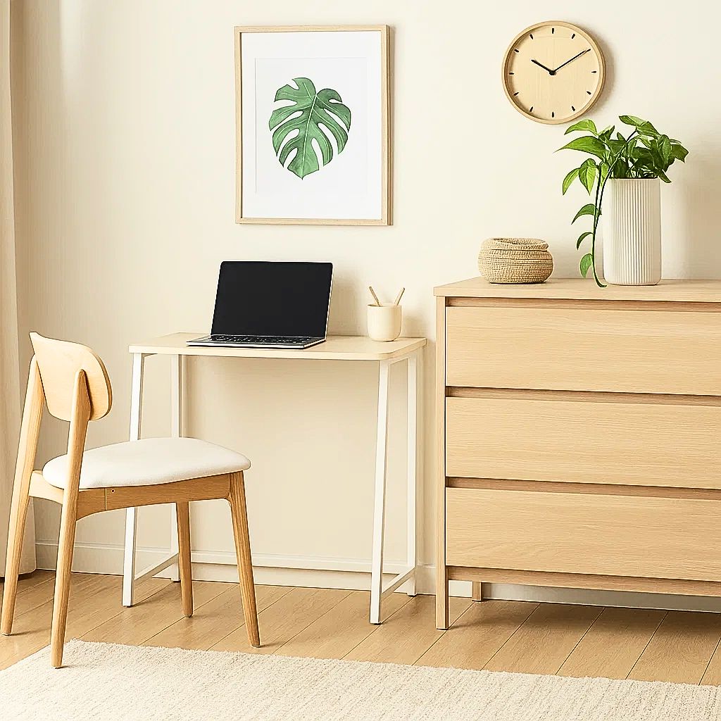 Escritorio Flex Compacto Mdf - Natural Blanca