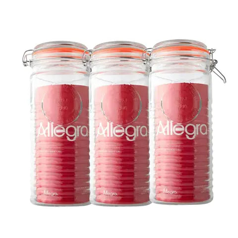 Pack de 3 Frascos con tapa de Vidrio 1,4L Allegra
