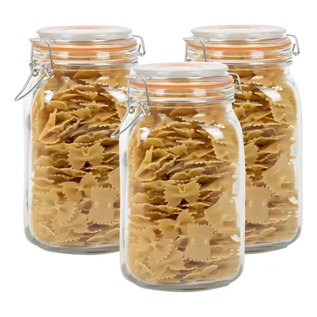 Pack de 3 Frascos de Vidrio con tapa Hermética 1,45L Allegra