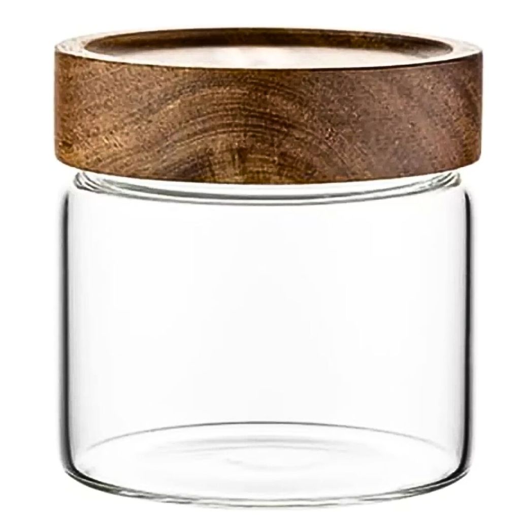 Set de 3 Frascos de Vidrio con tapa de Madera 500 ml