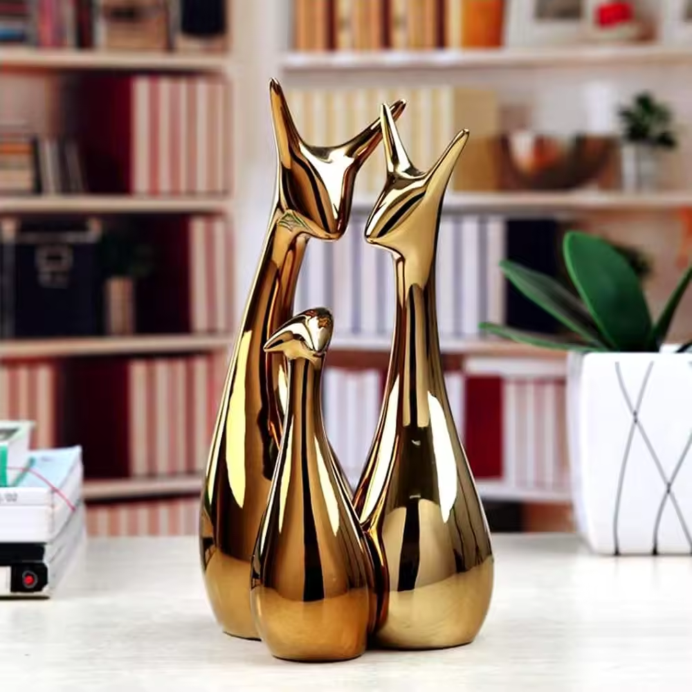 Figura Decorativa Gatos Dorados