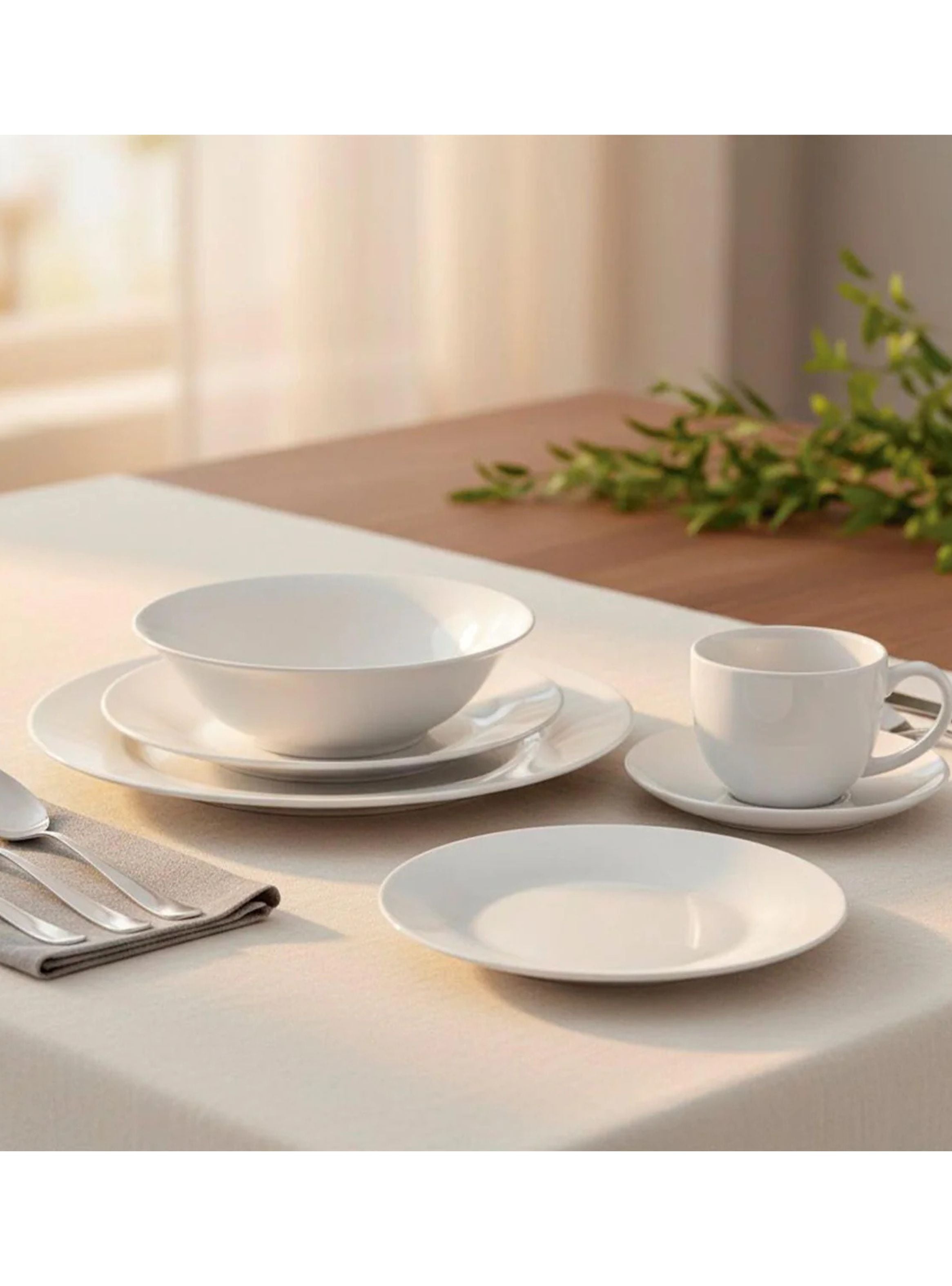 Juego Set de Vajilla 30 Pzas Porcelana Blanca Serena Hallen