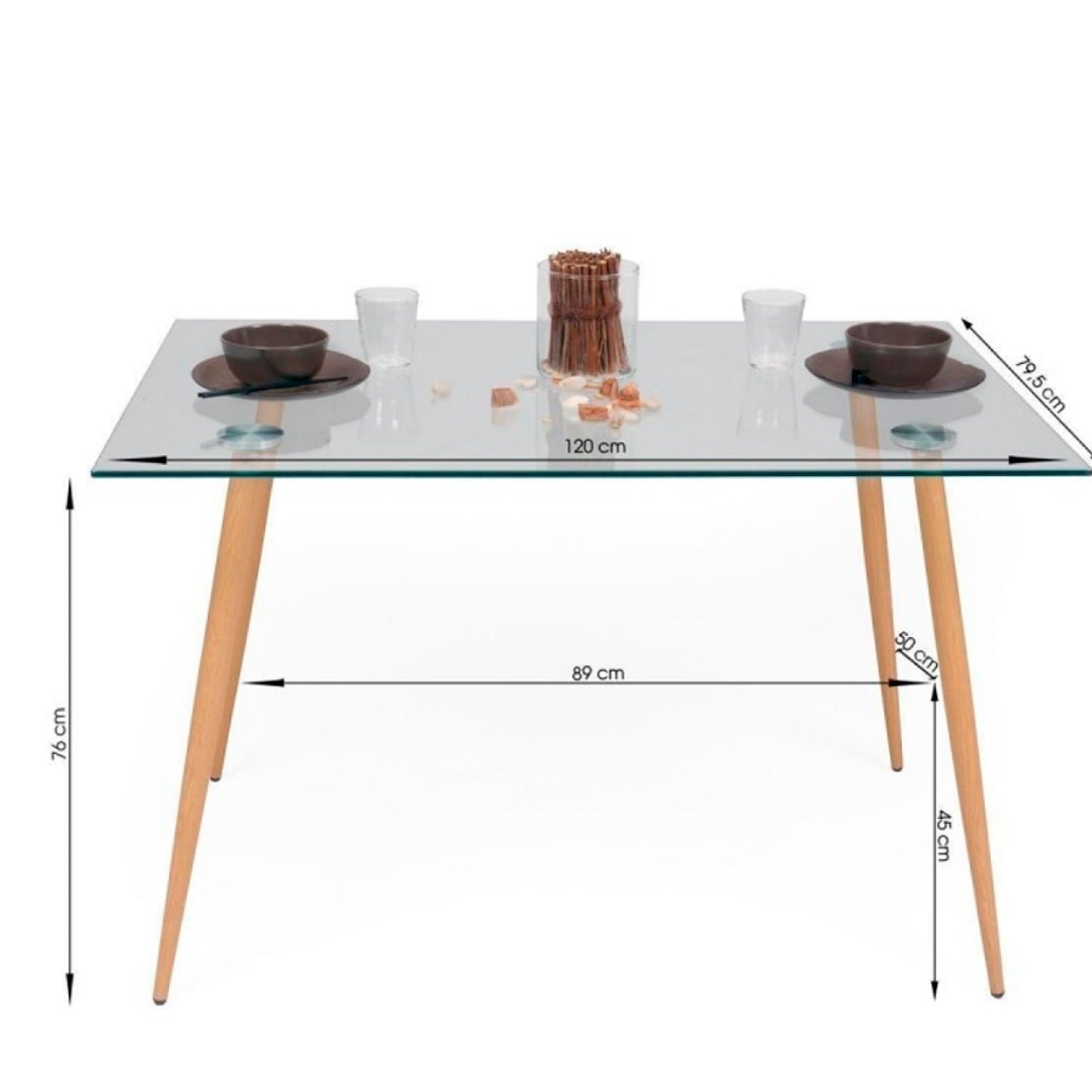 Mesa de Comedor Vidrio Rectangular 120x80