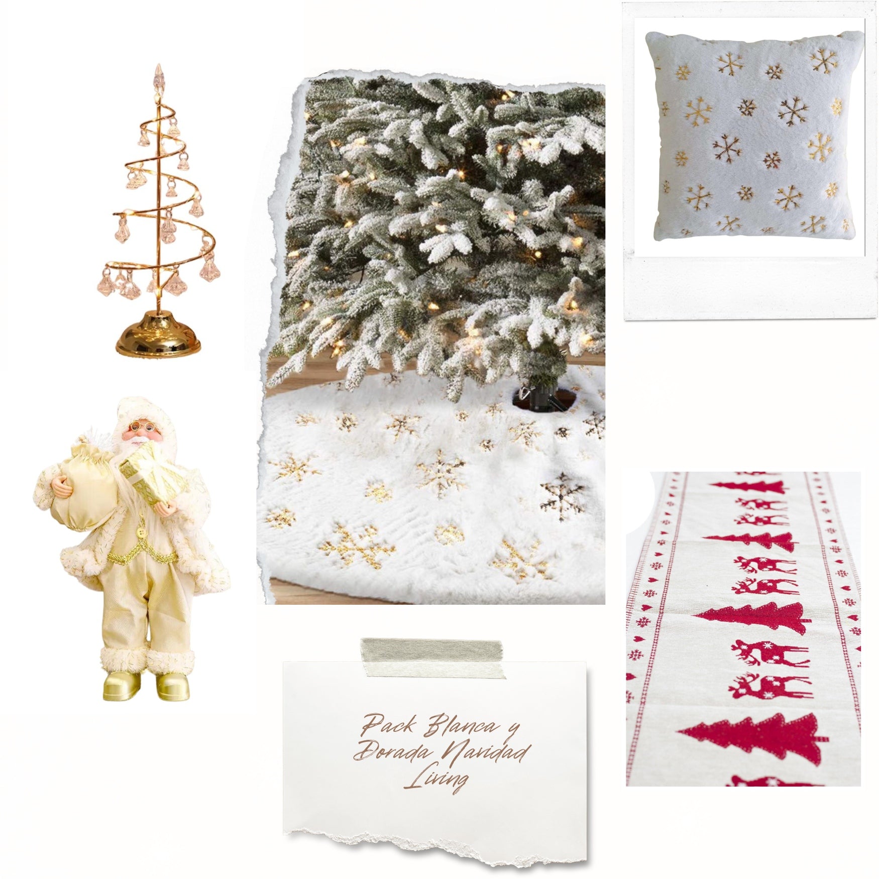 Pack Blanca y Dorada Navidad living (6 productos)