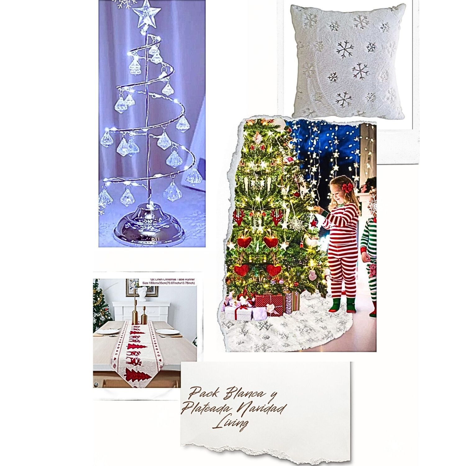 Pack blanca y plateada navidad Living (5 productos)