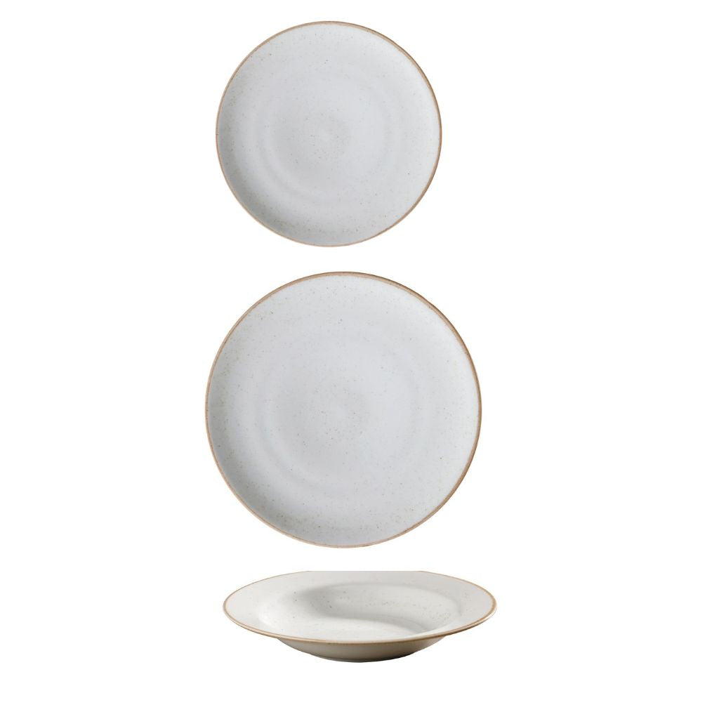 Set de Platos Blanco/Beige Artisan 17,3 cm, 28 cm y 23 cm