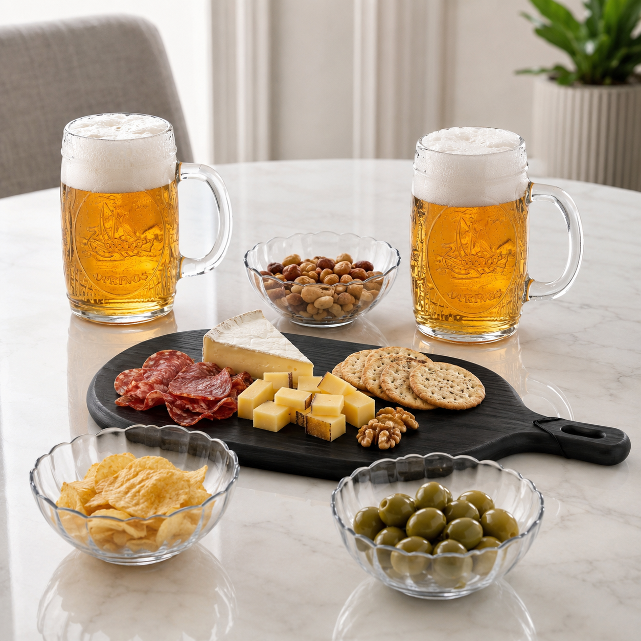 Set Cervecero del 18 con Vasos Vikings, Ensaladeras Bella y Tabla Coquinaria