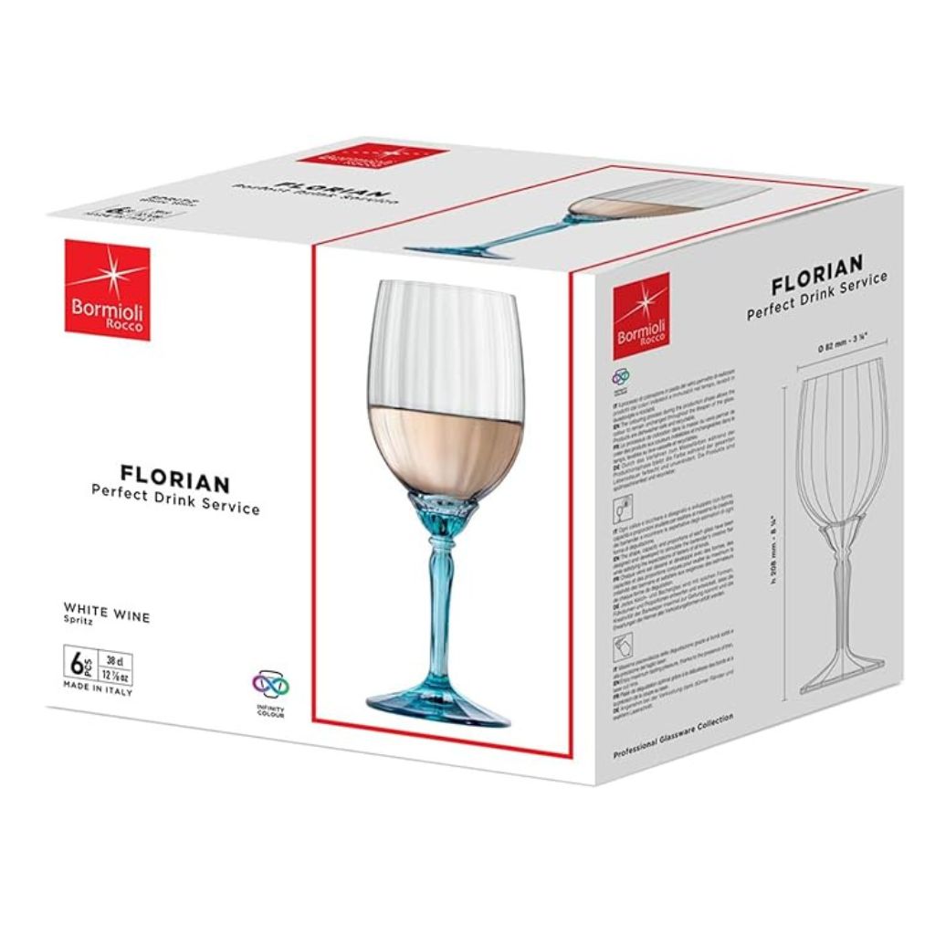 Set de 6 Copas de vino blanco florian azul Bormioli Rocco 389 ml
