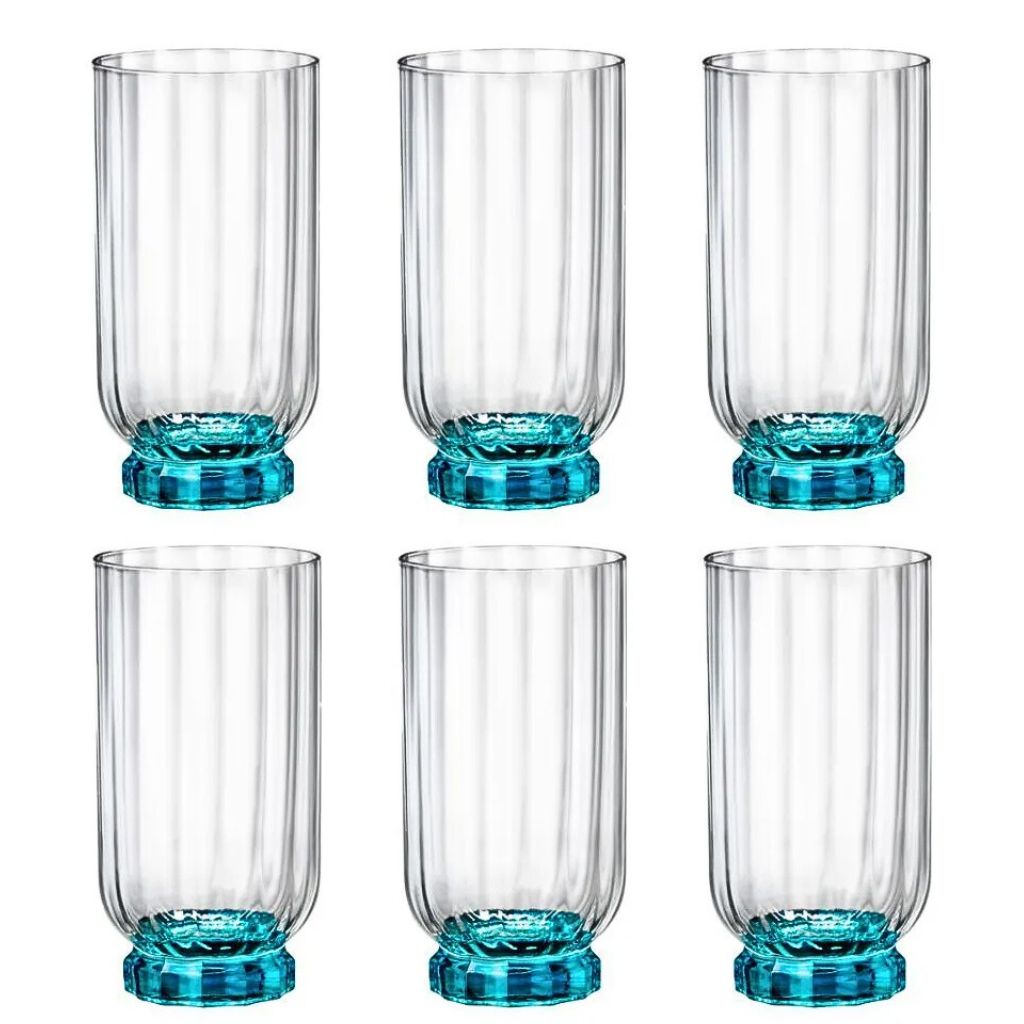 Set de 6 Vaso Bormioli Rocco, 430 ml, azul florian