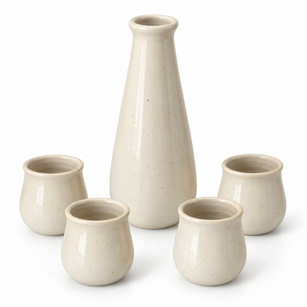 Set Pisco Sour Cerámica Gres con Jarro y 4 Vasos – 5 Piezas
