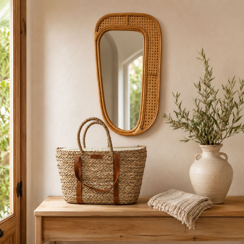 Bolso Boho Janina de Fibras Naturales Tejido a Mano BOHEMIK 40 cm x 26 cm