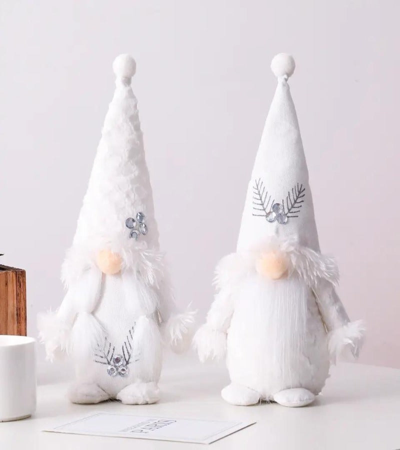 Pareja de Duendes Navideños tonos Blancos