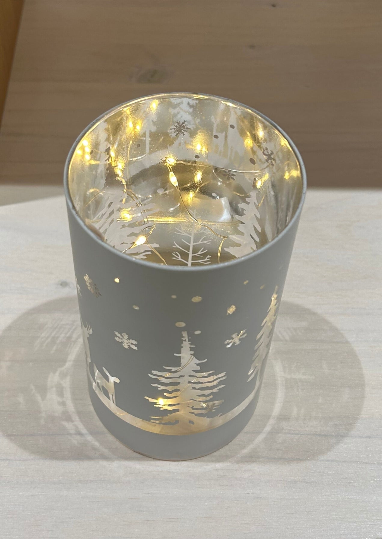 Portavelas de Luz led Navideña Gris, 4 Opciones