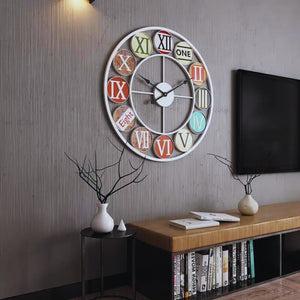 Reloj Mural marco blanco números de colores