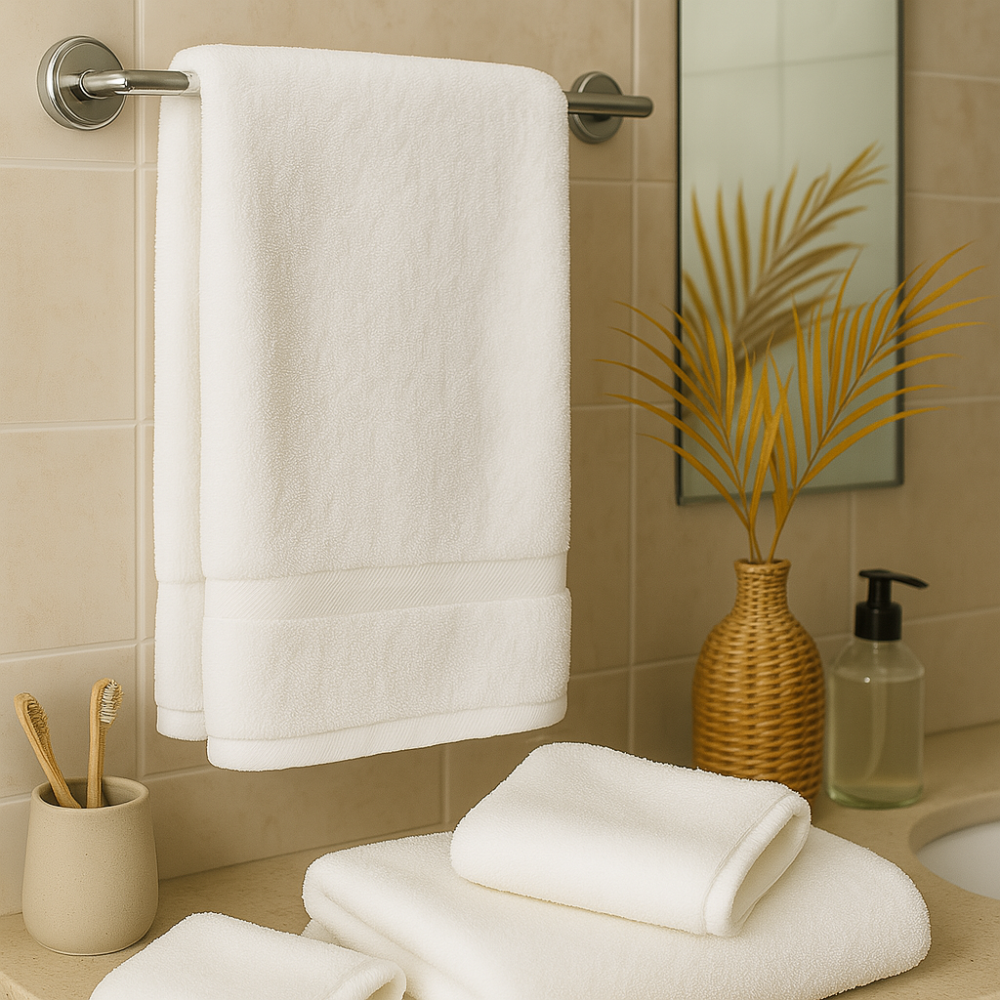 3 Toallas Royal Touch Blancas – Opciones de medidas.  100% Algodón 550 GSM