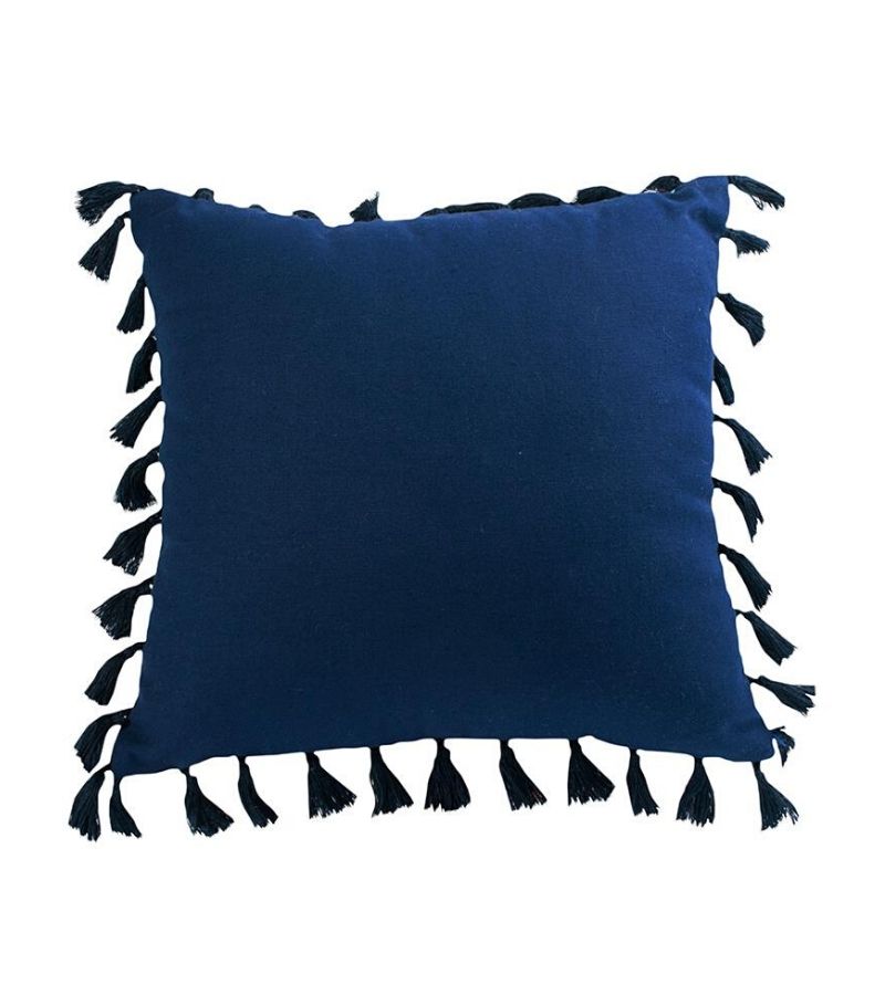 Cojín borlas azul