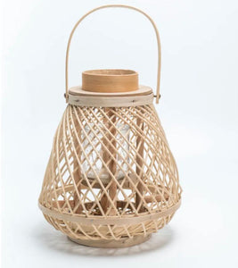 Lámpara porta velas de mesa de bambú boho