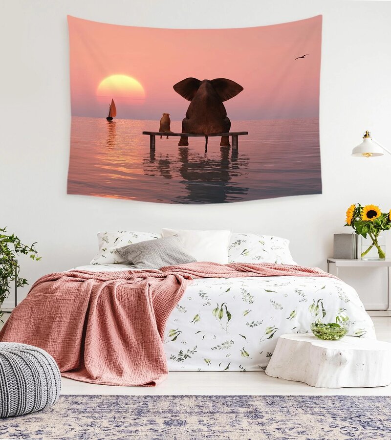 Soporte + Tapiz estampado elefante