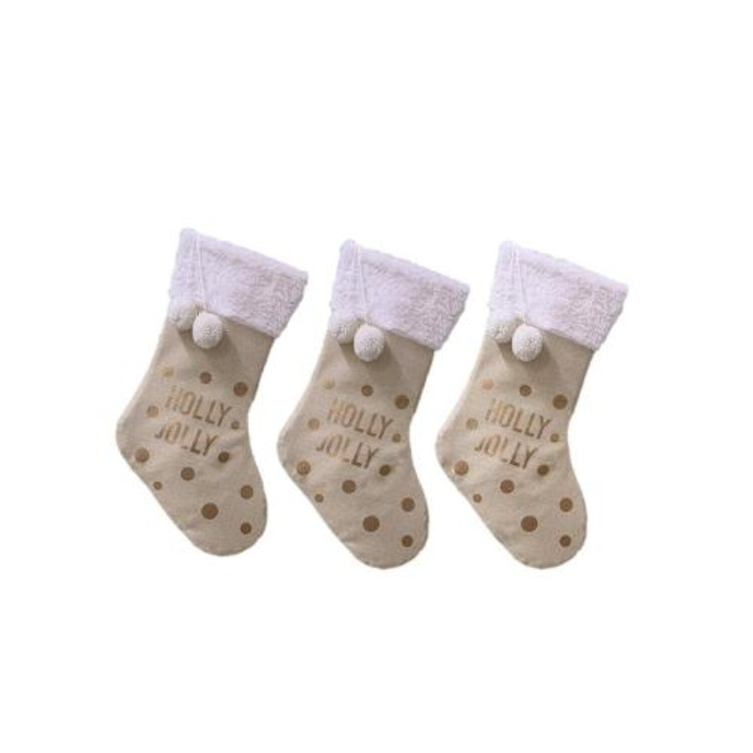 Pack 3 Botas Crema Borde Blanco con Pompom