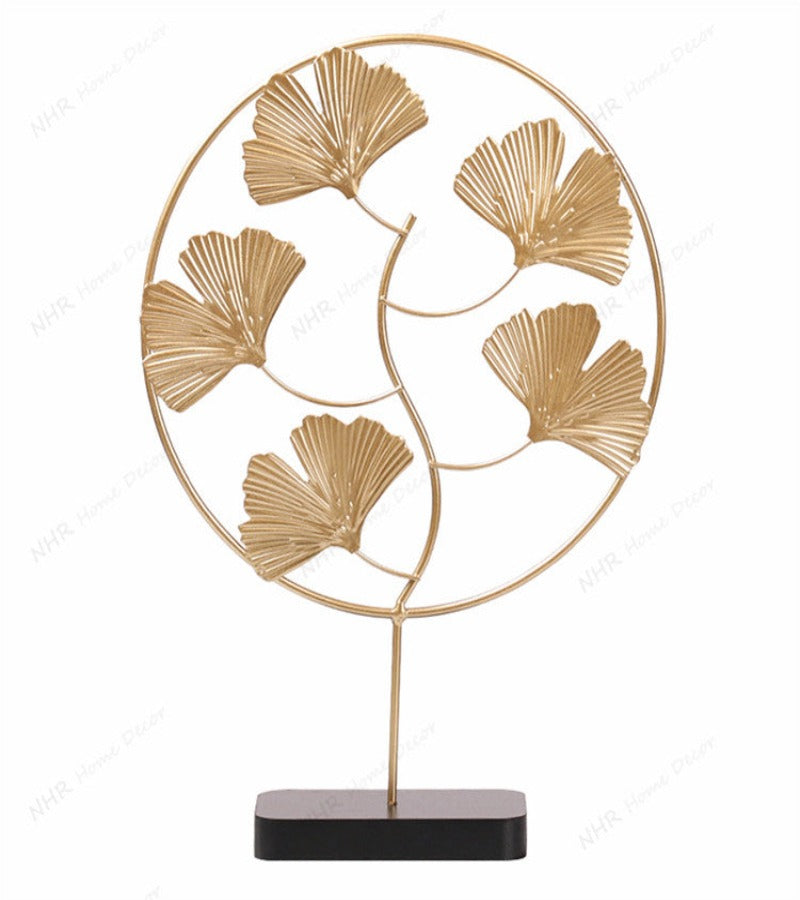 Figura Decorativa Metálica Hojas Ginkgo